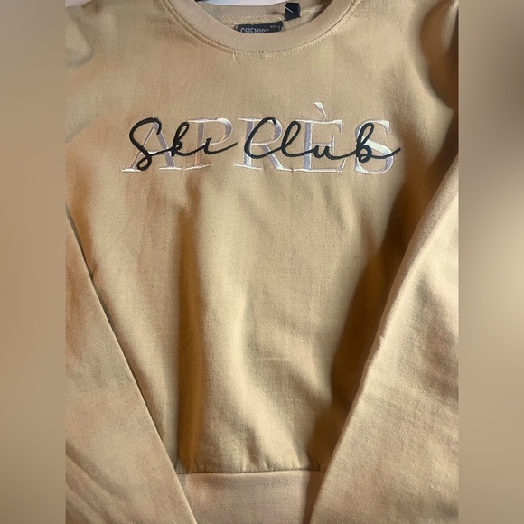 Chemistry Beige Size XL Sporty Preppy Apres Ski Club Casual Crewneck Sweatshirt - Picture 1 of 8